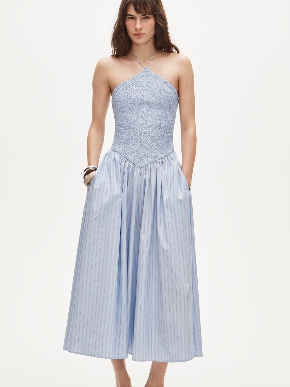 NWT jcrew Smocked halter dress in stripe
